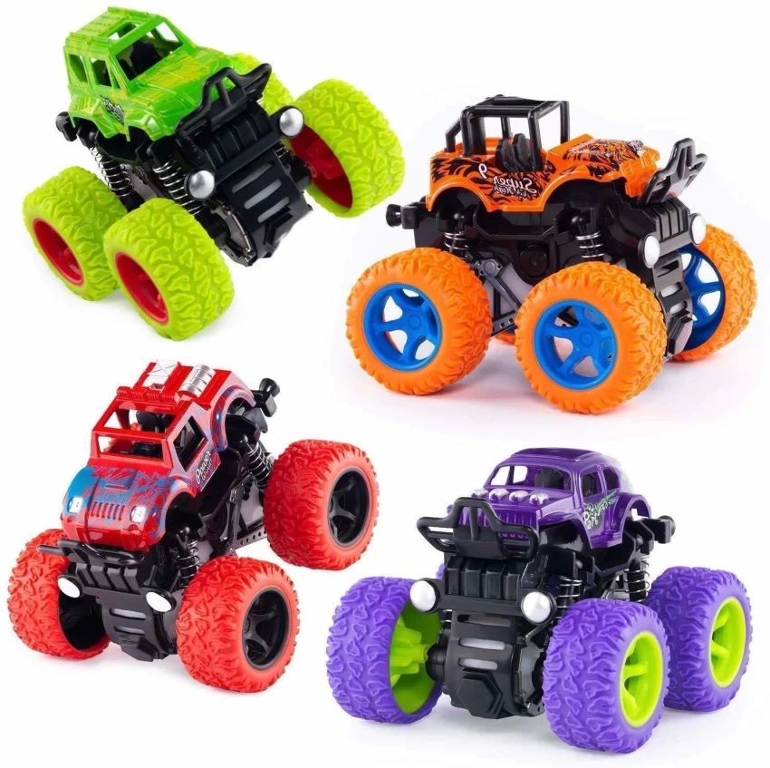 Monster Truck Friction Power Cars With Big Rubber Tires 360* pack of 1  (Multicolor)